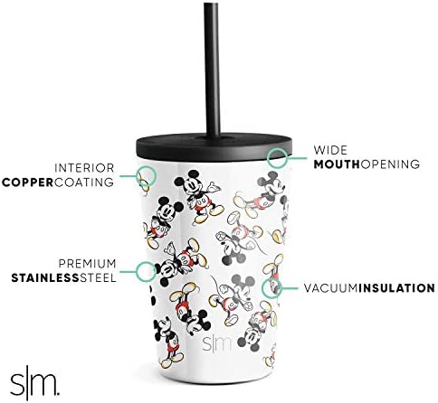Simple Modern Disney Mickey Mouse Toddler Cup with Lid and Straw | Reusable Insulated Stainless Steel Kids Tumbler | Classic Collection | 12oz, Mickey Mouse Retro