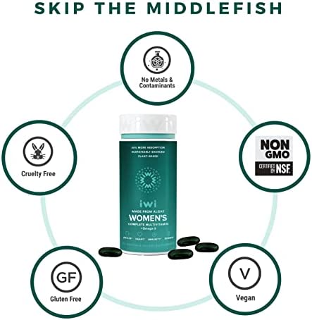 iwi Women's Multivitamin with Vitamin A, B1, B2, C, D3, E, Biotin, Calcium, Cranberry Extract, DHA, EPA, Niacin, Selenium, Omega Fatty Acids, Zinc - Vegan - 60 Gluten-Free Softgels (30 Day Supply)