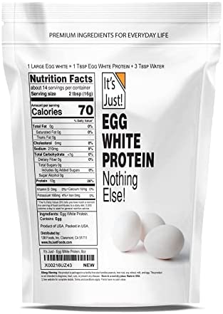 It's Just! - Egg White Protein Powder, Dried Egg Whites Protein, Meringue Ingredient, Non-GMO, USA Farms, Unflavored (8oz)