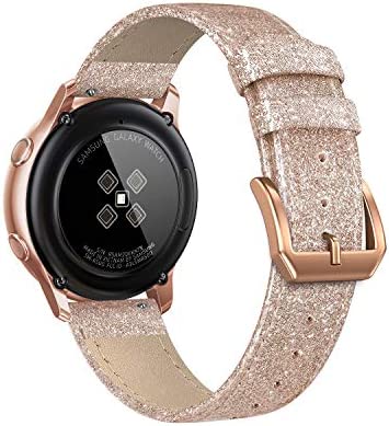 SWEES Compatible for Samsung Galaxy Watch 5 Band 40mm 44mm / Galaxy Watch 5 Pro Band 45mm / Galaxy Watch 4 Band, 20mm Slim Thin Genuine Leather Replacement Bands for Galaxy Watch 4 Classic Women Men