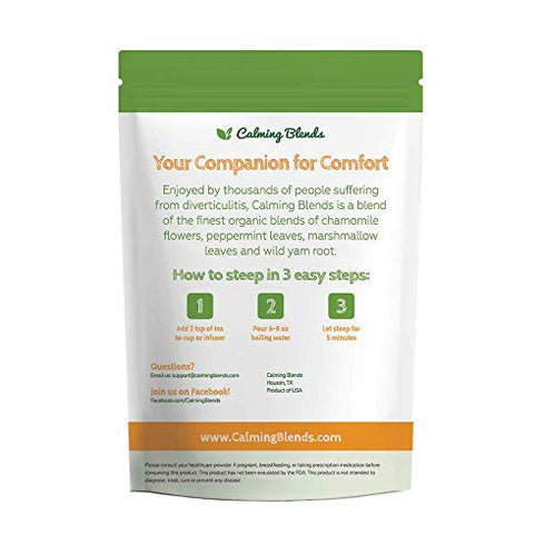 Calming Blends Diverticulitis and Diverticulosis Tea | Certified Organic, Caffeine Free, Supports Digestive Health | 36 Cups