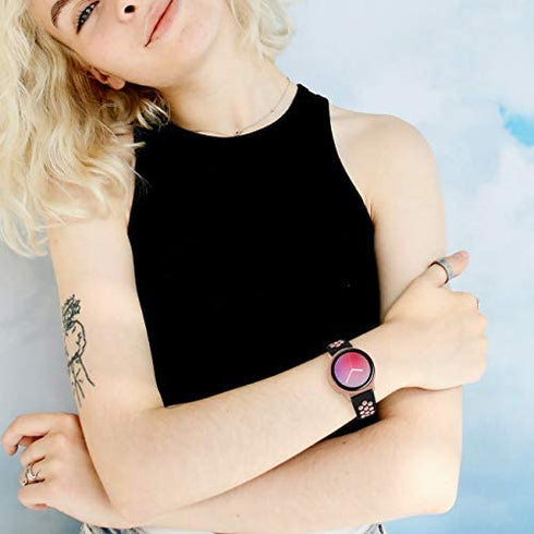 GEAK Compatible with Samsung Watch 5 Band/Galaxy Watch 5 Pro Bands/Samsung Watch 4 Band 40mm 44mm/Galaxy Watch Active 2 40mm/44mm,20mm Breathable Silicone Sport Watch Strap Women Men Small Black/Pink