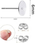 190 PCS Hypoallergenic 925 Sterling Silver Plated Earrings Posts Flat Pad Blank Earrings Pin Studs with 925 Sterling Silver Earring Backs for DIY Jewelry Making Findings( 5mm 6mm 8mm)