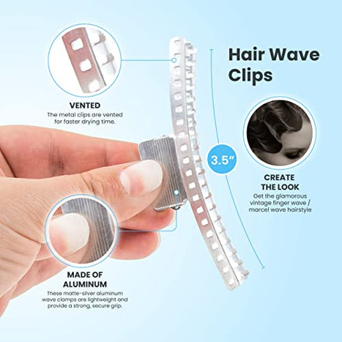 Hair Wave Clips - Set of 10 - Aluminum 3.5" Butterfly Wave Setting Clips - Finger Wave Clips for Hair - Marcel Wave Hair Clips - Fingerwave Clips - Wave Clamps
