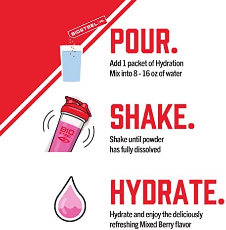 BioSteel Hydration Mix, Sugar-Free with Essential Electrolytes, Mixed Berry, 12 Single Serving Packets