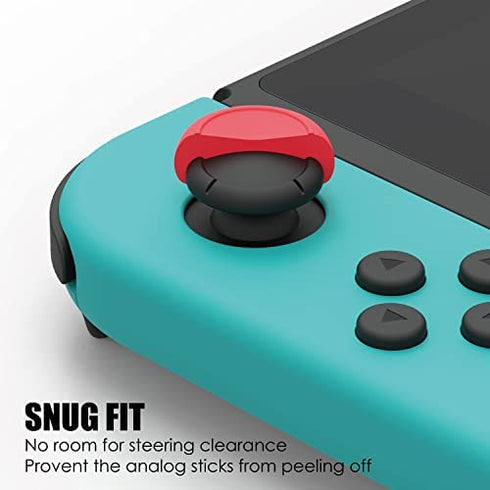 Skull & Co. Skin, CQC and FPS Thumb Grips Set Joystick Cap Analog Stick Cap for Nintendo Switch Joy-Con Controller - Neon Red+Blue, 3 Pairs(6pcs)