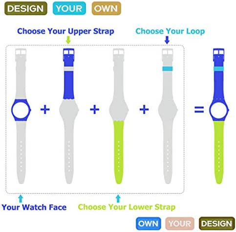 OliBoPo Replacement Waterproof Silicone Rubber Watch Strap Watch Band for Swatch (17mm 19mm 20mm) (17mm, Azure)