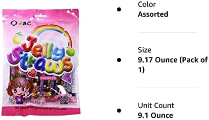 ABC Assorted Fruit Jelly Filled Strip Straws - Many Flavors! (9.1 oz)