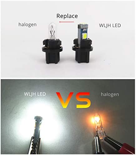WLJH 10 Pack White Canbus T5 Led Bulb 2721 37 74 Wedge Lamp PC74 Twist Sockets Dash Dashboard Lights Instrument Panel Cluster Leds Car Replacement