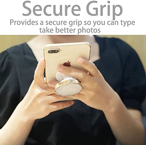CDNANA Crystal Phone Grip Holder - Mobile Phone Grip Gemstone Natural Stone Crystal Phone Grip Irregular Shape Design with Golden Trimmed Edges for Cell Phone and Tablets (Crystal Phone Grip White)