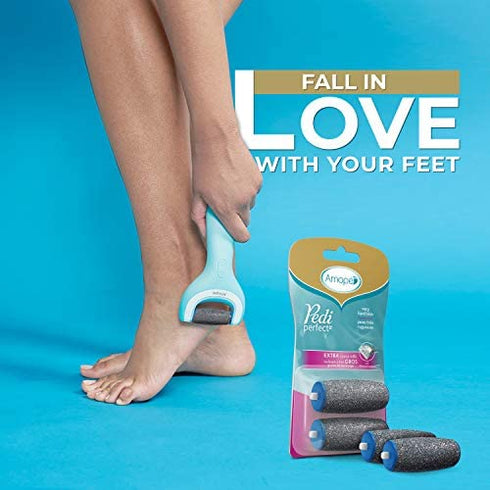 Amope Pedi Perfect Electronic Foot File Refills, Extra Coarse Rollers for Feet, Removes Hard and Dead Skin - 2 Count