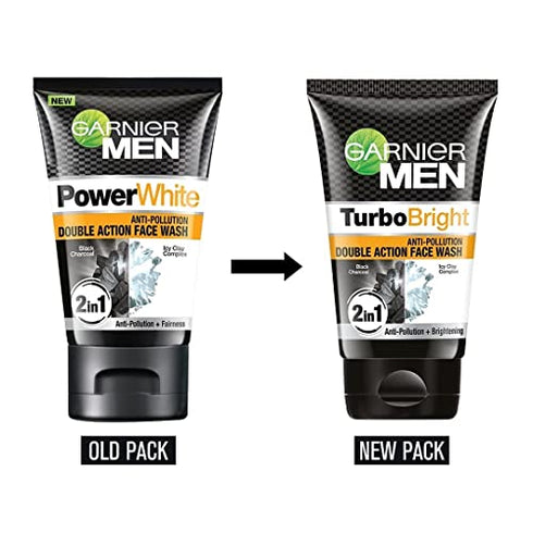 Garnier Men Power White Anti-Pollution Double Action Facewash, 100gm