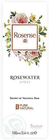 100% Pure Natural Vegan Turkish Rosewater Hydrating Face Mist / Rose Water Face Toner (No Additives, No Chemicals, No Preservatives) 100mL/3.4 Oz