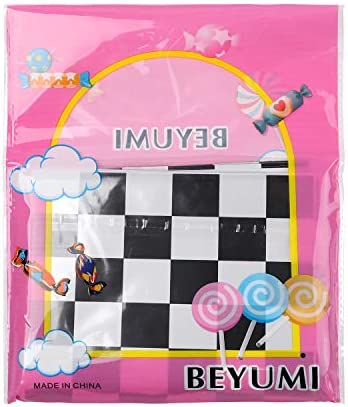 BeYumi 50Pcs Checkered Racing Treat Bags with 4Pcs Stickers, Race Car Theme Party Favor Bags, Plastic Goodies Candy Treat Bags Return Loot Bags Party Supplies for Kids Birthday and Sport Event