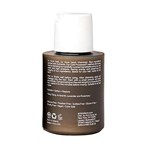 ACT+ ACRE Cold Processed Hair Conditioner for Dry, Frizzy and Damaged Hair - Sulfate Free Conditioner Hair Treatment with Amaranth and Moringa Oil for Moisture, Elasticity and Shine (3 Fluid Ounces)
