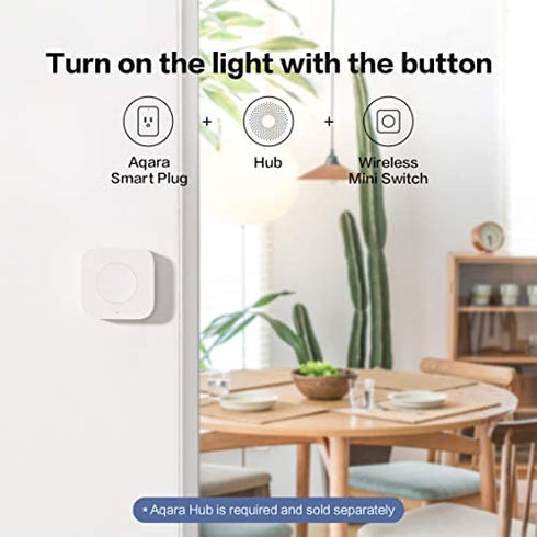 Aqara Wireless Mini Switch, Requires AQARA HUB, Zigbee Connection, Versatile 3-Way Control Button for Smart Home Devices, Compatible with Apple HomeKit, Works with IFTTT