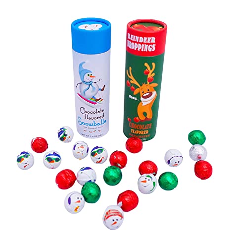 Reindeer Poop and Chocolate Snowballs Gift Set - Funny Christmas Candy Stocking Stuffer Ideas Gag Gift for Xmas Holiday Funny Unique Surprise for Kids Adults Teen Boys