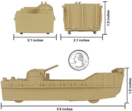 BMC Classic Marx Landing Craft - 4pc Tan vs. OD Green Plastic Army Men Vehicles
