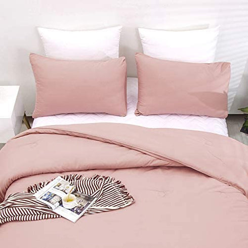 Luxlovery Pink Pillowcases Women Girls Blush Pink Pillow Shams Dusty Rose Pillowcase for Adults Teens Pillow Cases 2 Pack 20x26 Inches for Queen Bed