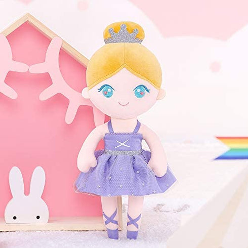 Gloveleya Baby Doll Girl Gift Ballerina Plush Soft Doll Light Purple 13 Inch with Gift Box…