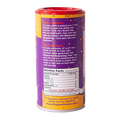 Cajun Choice Blackened Seasoning 2.75 OZ (Pack of 2) - Use for Grilling or Cooking Fish, Chicken, Pork, Steak, Vegetables, Burgers, Salmon, Soups, and anything else you want to Add Authentic Louisiana Flavoring to any Dish