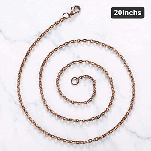 24 Pack Antique Red Copper Cable Chain Necklace Chain Necklace Twisted Link Chain for Jewelry Making (20 Inch)