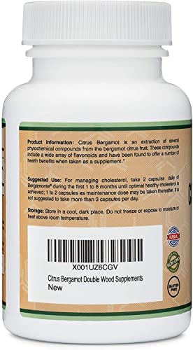 Citrus Bergamot Supplement - Only Patented, Clinically Proven Bergamot Extract - 1,000mg Servings (Bergamonte Standardization, Sourced from Italy and Manufactured in USA) (60 Capsules) by Double Wood