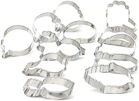 Vegetable Shaped Cookie Cutters of 12 pcs, Stainless Steel Fondant Cutters Set Pastry Biscuit Cake Baking Clay DIY Molds