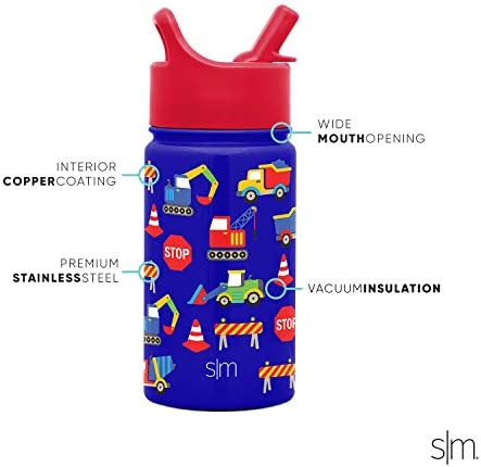 Simple Modern Kids Water Bottle with Straw Lid | Insulated Stainless Steel Reusable Tumbler for Toddlers, Girls, Boys | Summit Collection | 10oz, Under Construction