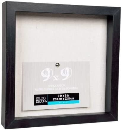 Studio Decor Heavy Duty Wood Frame 1" Depth Shadow Box Display Case Nursery Wedding Graduation (Black, 9"x9")