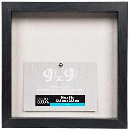 Studio Decor Heavy Duty Wood Frame 1" Depth Shadow Box Display Case Nursery Wedding Graduation (Black, 9"x9")