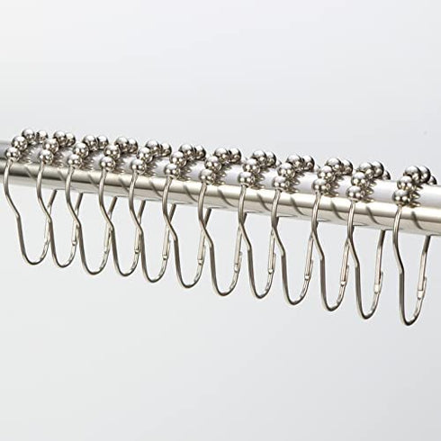 Amazer Shower Curtain Hooks Rings, Rust Proof Stainless Steel Shower Curtain Rings, Shower Hooks for Shower Curtain Bathroom Shower Rings -Set of 12, Polished Chrome