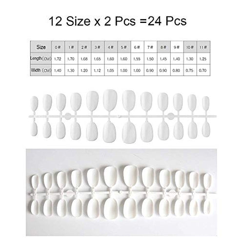 Press on Nails Short Oval False Nails Glossy Fake Nails- Melayous 24 Pcs Round Nails Glue on Nails Stick on Nails, Full Cover Artificial Acrylic Nails with Glue for Women and Girls (White)
