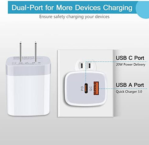 USB C Box Fast Charging Wall Charger for Samsung Galaxy A13 A53 5G,Z Flip 3/Z Fold2, S21 FE,S22 Ultra,A52 A42 A73,iPhone 13 Pro Max,12 Mini,SE 2022,11,XR,X,Pixel 6 Pro 5A 4A,20W C Charger Block Brick