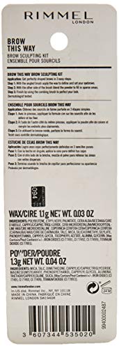 Rimmel Brow This Way Sculpting Kit, Blonde, Powder 0.04 oz., Wax 0.03 oz., Brow Sculpting & Styling Kit with Eyebrow Wax & Setting Powder