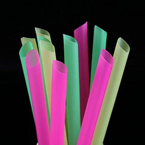 Jumbo Flexible Smoothie Plastic Straws, 100 Pcs Assorted Colors Large Bendable Disposable Milkshake Straws, Wide Bendy Boba Drinking Straws (0.47" Diameter and 8.26" long)