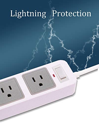2 Prong Power Strip with USB, 2 Prong to 3 Prong Outlet Adapter with 4 USB Ports 6.6ft Extension Cord, 3 AC Outlets Flat Plug Surge Protector for Smartphone Tablets Home, Office and Hotel, White