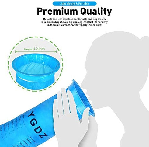 Vomit Bags, YGDZ 24 Pack Barf Bags Disposable Emesis Bags Throw Up Car Puke Nausea Bags for Travel Motion Sickness, 1000ml