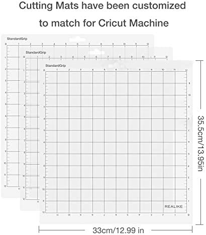 12x12 Cutting Mat for Cricut Maker 3/Maker/Explore 3/Air 2/Air/One(Standardgrip 3 Mats),REALIKE Gridded Adhesive Non-Slip Cut Mat Replacement Accessories Set for Craft Vinyl