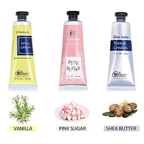 Hand Cream Set, 3x2.0 oz Hand Cream Gift Set for Women, Shea Butter Hand Lotion for Dry Working Hands,Travel Size Hand Lotion Set with Vitamin E, Best Christmas Gifts for Women Girls