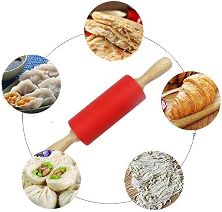 Small Rolling Pin for Kids Child, Wooden Handle Rolling Pin Non-Stick Silicone Rolling Pin, Rodillo de Cocina Rodillos Para Reposteria Fondant, Rodillos Para Masa.