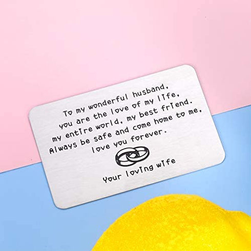 Wallet Insert Card Husband Valentines Day Christmas Gift for Men Fiancé Him from Wife Women Birthday Present for New Husband Hubby Couple Wedding Anniversary Gif Father Day New Year Thanksgiving Card