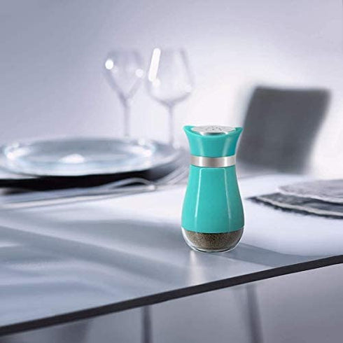 Salt and Pepper Shakers Set Glass Salt & Pepper Dispense for Sea Salt, Black Pepper, Spices-Stylish Pioneer Kitchen Gift for Women Mom Family - Teal
