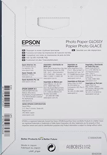 Epson Photo Paper Glossy - Borderless - S042038, 4" x 6" (100 sheets)