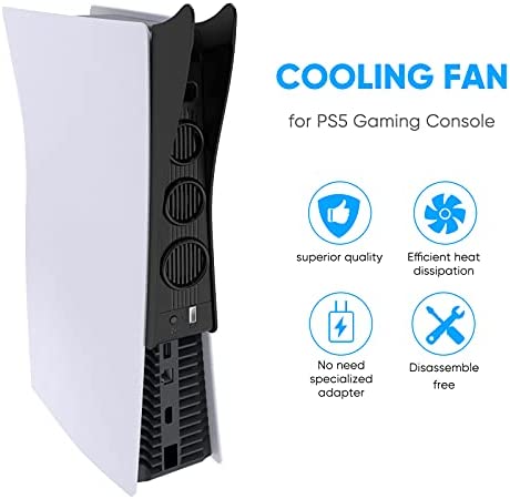 Cooling Fan for PS5, Cooler for PS5 with Headset Holder 2-in-1 Set, Auarte Fans Accessories for PS5 with 3 Quiet Cooler Fans, Extra USB Port, for Playstation 5 Disc and Digital Edition