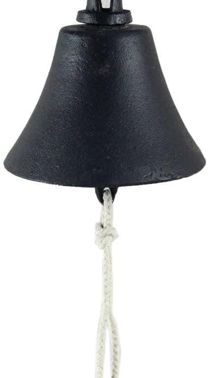 Rustic Black Cast Iron Hanging Ship's Bell 6 Inch - Captains Bell - Rustic Wall Art