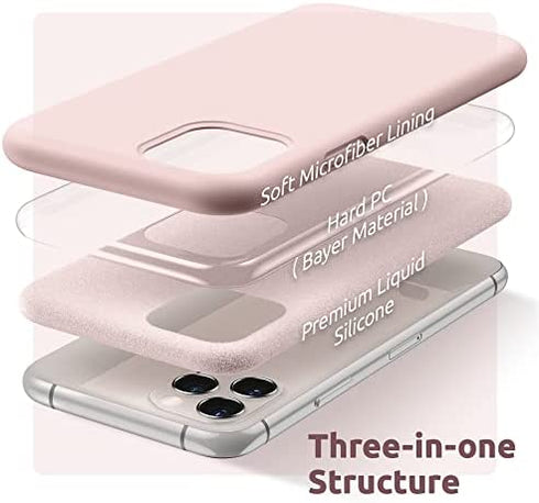 SURPHY Silicone Case Compatible with iPhone 11 Pro Case 5.8 inches, Liquid Silicone Full Body Thickening Design Phone Case (with Microfiber Lining) for 11 Pro 5.8" 2019, Pink