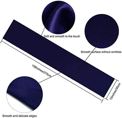 ANECO 4 Pack Satin Table Runner 12 x 108 Inch Long Bright Silk and Smooth Fabric Party Table Runner for Wedding Banquet Party Decoration- Navy Blue