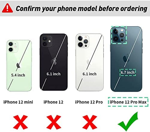 LAMEEKU Wallet Case Compatible with iPhone 12 Pro Max, Card Holder Case with Crossbody Strap Leather Handbag Case for Women Protective Case Compatible with iPhone 12 Pro Max 6.7''-Black