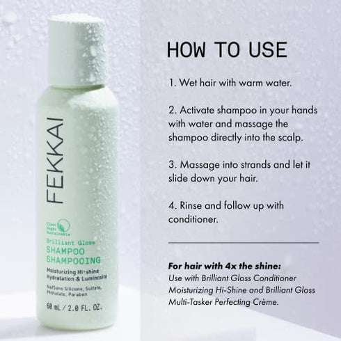 Fekkai Brilliant Gloss Shampoo - 2 oz - Revives & Nourishes Dry, Frizz-Prone Hair - Salon Grade, EWG Compliant, Vegan & Cruelty Free